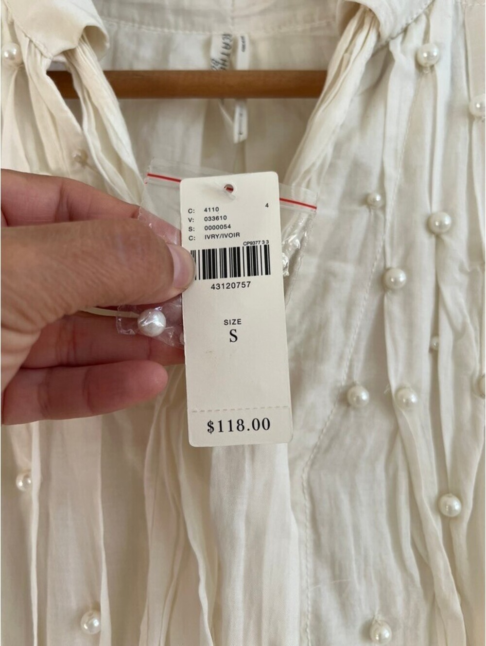 NWT Anthropologie Feather Bone Leonie Pearl Tie-Neck Tunic Blouse Small - Picture 4 of 9